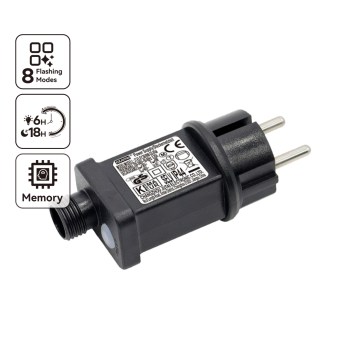 Aigostar - Ulkokäyttöinen virtasovitin 9W/31V/8 toimintoa IP44 musta