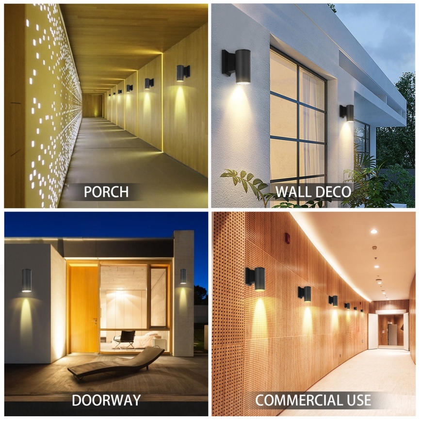 Aigostar - Ulkoseinävalaisin 1xGU10/230V musta IP65 pyöreä