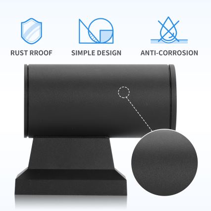 Aigostar - Ulkoseinävalaisin 1xGU10/230V musta IP65 pyöreä