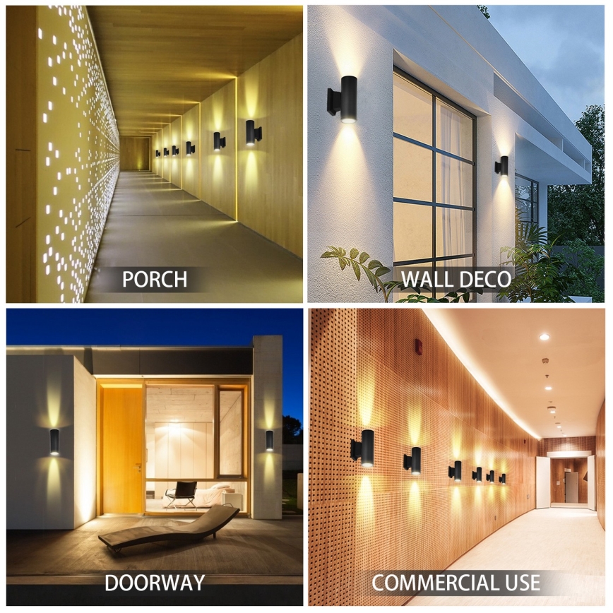 Aigostar - Ulkoseinävalaisin 2xGU10/230V musta IP65 pyöreä