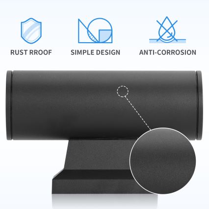 Aigostar - Ulkoseinävalaisin 2xGU10/230V musta IP65 pyöreä