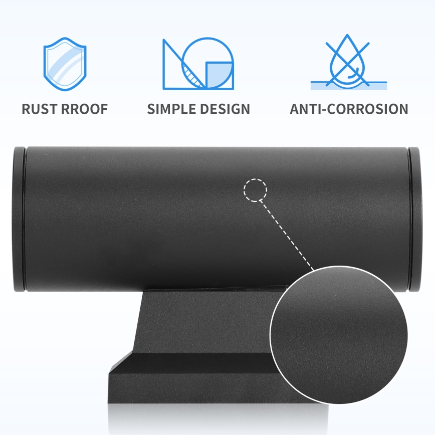 Aigostar - Ulkoseinävalaisin 2xGU10/230V musta IP65 pyöreä