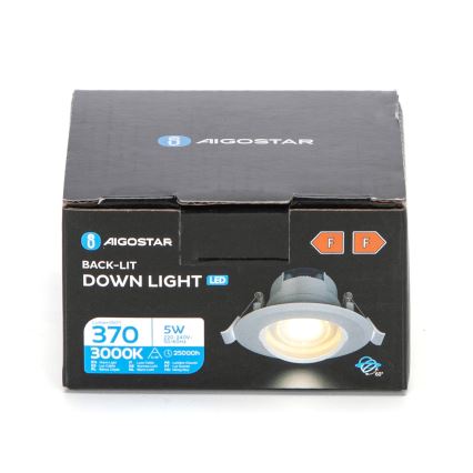Aigostar - Upotettava LED-alasvalo, 5 W, 230 V, 3000 K, Ø 8,5 cm, valkoinen