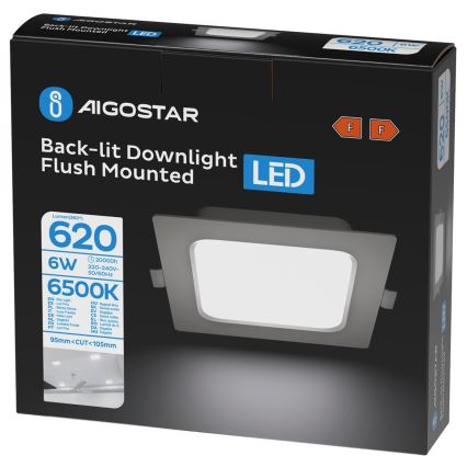 Aigostar - Upotettava LED-kattovalaisin LED/6W/230V 6500K 12x12 cm valkoinen