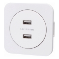 Aigostar - USB-pistorasia kehyksellä 2x USB-A valkoinen