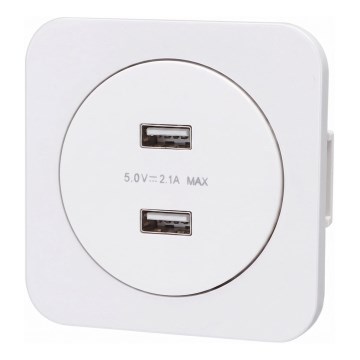 Aigostar - USB-pistorasia kehyksellä 2x USB-A valkoinen