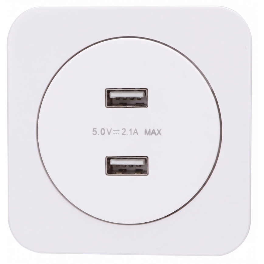Aigostar - USB-pistorasia kehyksellä 2x USB-A valkoinen