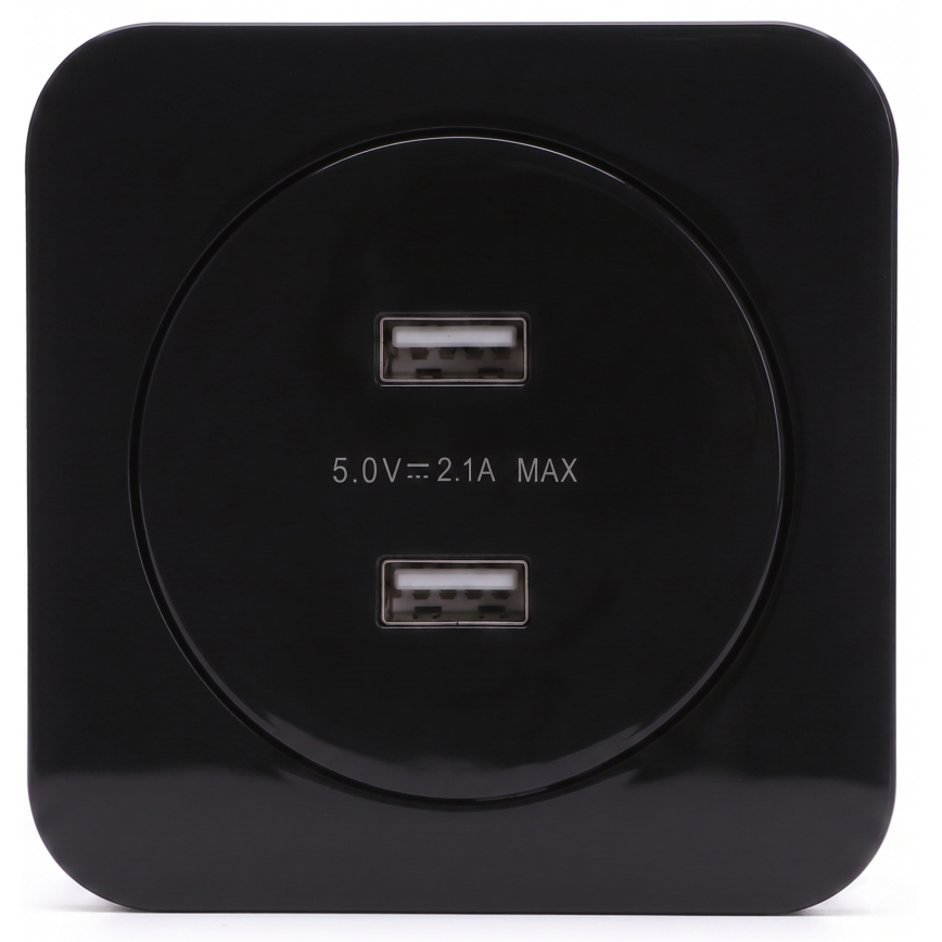 Aigostar - USB-virtapistorasia kehyksellä 2x USB-A, musta