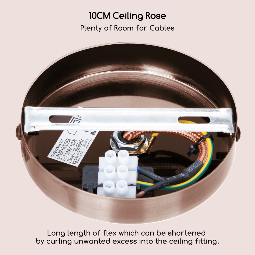 Aigostar - Virtajohto 1xE27/60W/230V kupari