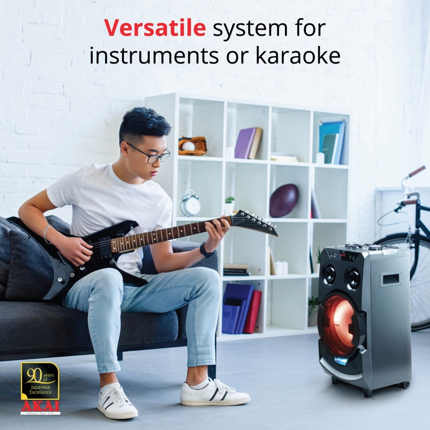 AKAI ABTS-112 - Langaton kaiutin 300W/230V 7000 mAh + kaukosäädin