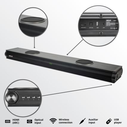 AKAI ASB-29 - Soundbar aktiivisella subwooferilla 120W/230V + kaukosäädin