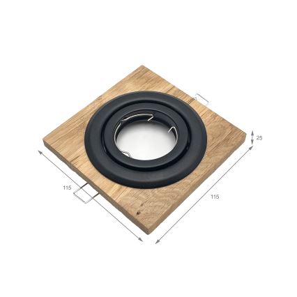 Alakattoon asennettava kattovalaisin TOBBY 1xGU10/20W/230V 11,5x11,5 cm tammi/musta