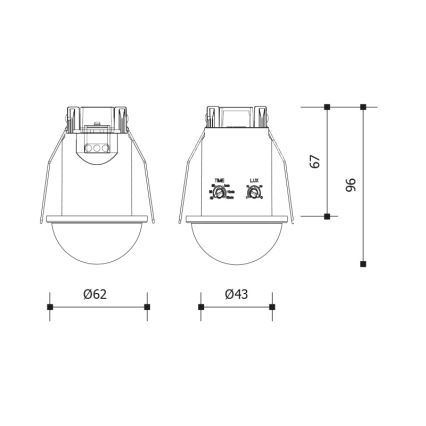 Alakattoon asennettava liike- ja hämäräsensori 360° 1200W/230V IP54 valkoinen