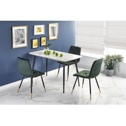 ALARA-ruokapöytä, valkoinen marmori/musta