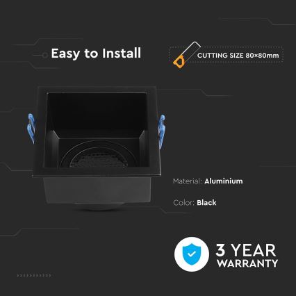 Alasvalaisin GU10 9x9 cm musta