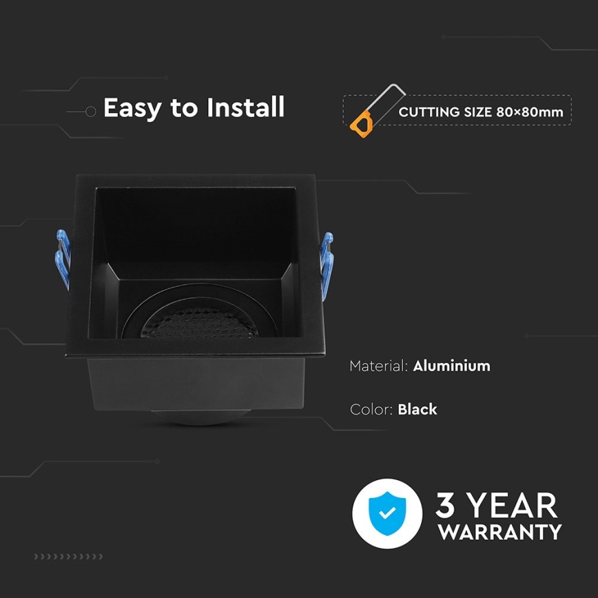 Alasvalaisin GU10 9x9 cm musta