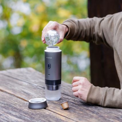 Aligator ACM002 - Kannettava ladattava kahvinkeitin PortaCaffé 3-in-1 72W/7500 mAh harmaa