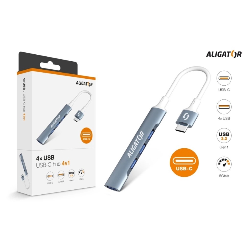 Aligator AHUB002 - USB-C-hubi 4-in-1