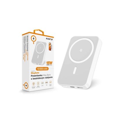 Aligator AMS04WT - 10000 mAh varavirtalähde langattomalla Qi- ja MagSafe-latauksella, 15W Power Delivery, musta