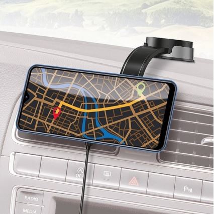 Aligator AMS07BK - Auton puhelinteline joustavalla MagSafe-varrella musta