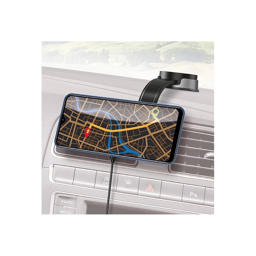 Aligator AMS07BK - Auton puhelinteline joustavalla MagSafe-varrella musta