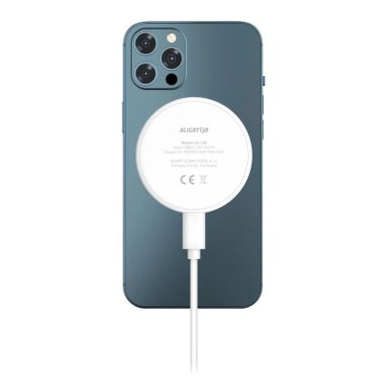 Aligator AMS08WT - Langaton MagSafe 3-in-1-laturi, 15 W, valkoinen