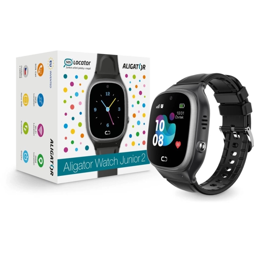 Aligator AW11BK - Älykello Watch Junior 2 450 mAh IP67 Wi-Fi musta