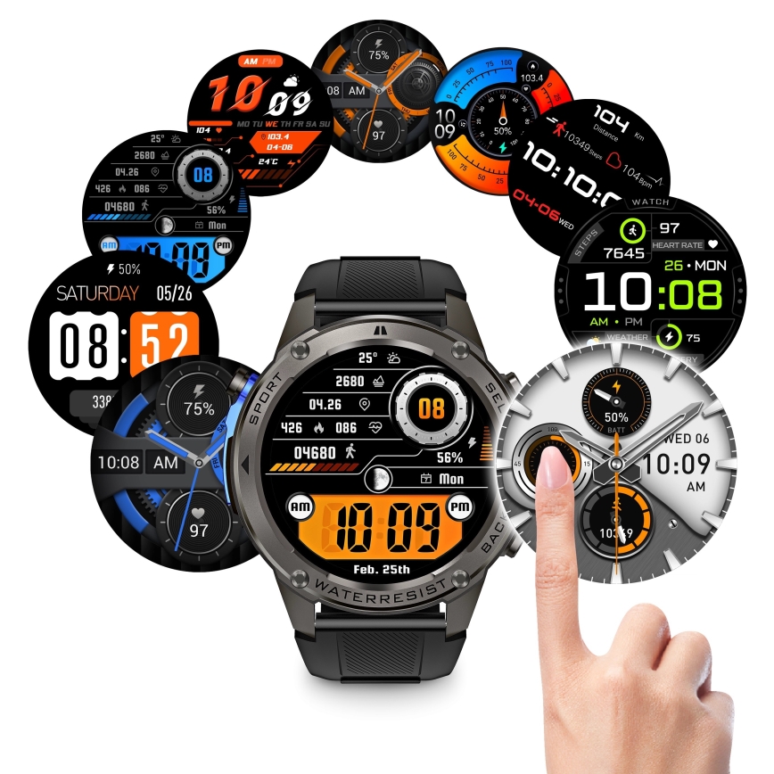 Aligator AW12BK - älykello Watch GPS 500 mAh IP69K musta