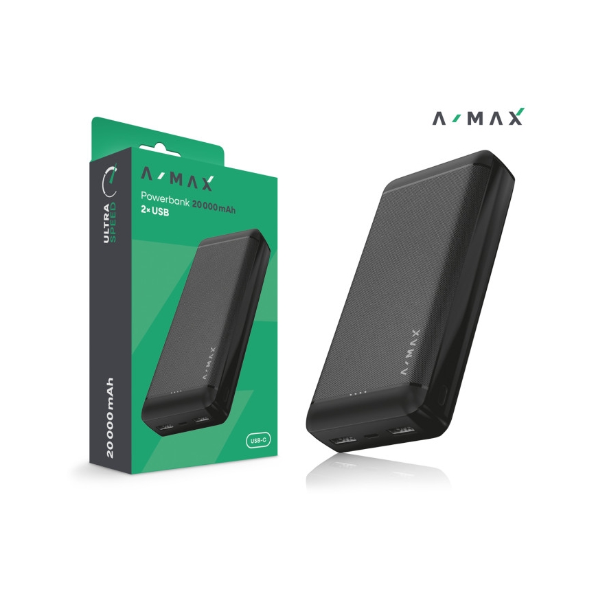 Aligator AX0004 - Powerbank A-MAX 20000 mAh 3,7V musta