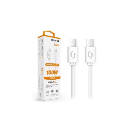 Aligator DATKP47 - USB-kaapeli USB-C / USB-C 100W Power Delivery 1,5 m valkoinen