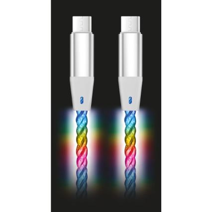 Aligator DATKP62 - USB-kaapeli USB-C / USB-C LED-taustavalolla 65 W Power Delivery 1,2 m