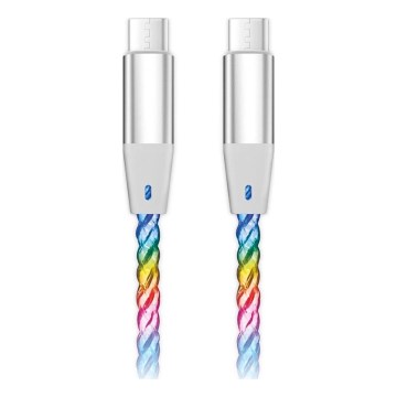 Aligator DATKP64 - USB-C–USB-C-kaapeli, LED-valaistus, 65 W USB Power Delivery, 0,5 m