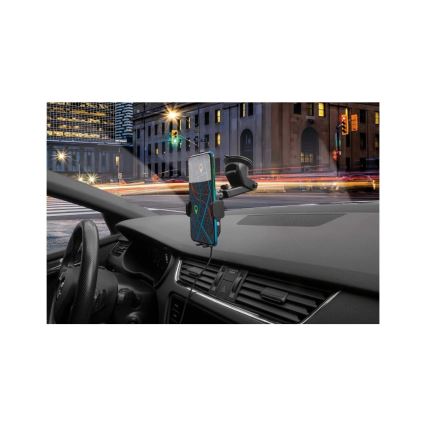 Aligator HAK2 - Automaattisesti sulkeutuva puhelinteline autoon Qi-langattomalla 15 W latauksella, musta