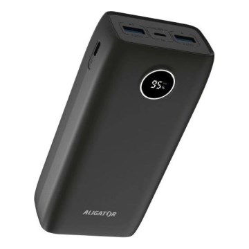 Aligator PBPD30BK - varavirtalähde LCD-näytöllä, Power Delivery, 30000 mAh/20 W/3,7 V, musta