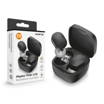 Aligator TWS05 - langattomat Pods LITE -kuulokkeet, 200 mAh + 2x 30 mAh, IP30-suojaus, musta