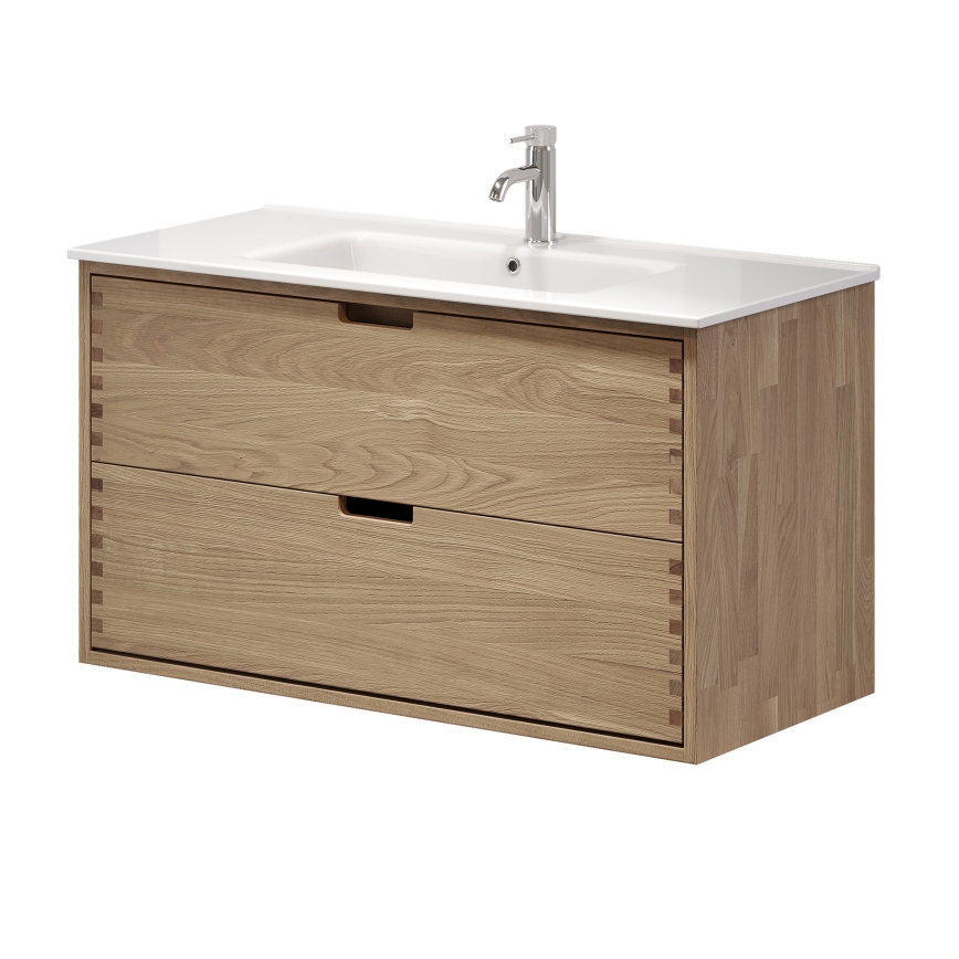 Allaskaappi pesualtaalla GRIBSKOV 100 cm beige/tammi/valkoinen