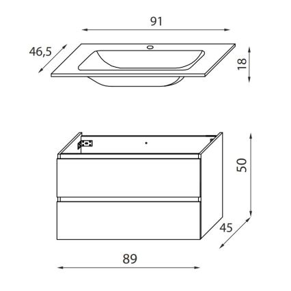 Allaskaappi pesualtaalla KENWOOD 91x50x45 cm musta