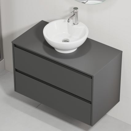 Allaskaappi pesualtaalla TRONDHEIM/DRAMMEN 90x57x46 cm antrasiitti/valkoinen