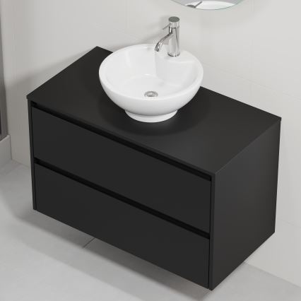 Allaskaappi pesualtaalla TRONDHEIM/DRAMMEN 90x57x46 cm musta/valkoinen
