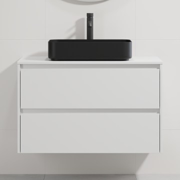 Allaskaappi pesualtaalla TRONDHEIM/LJORDAL 90x57x46 cm valkoinen/musta