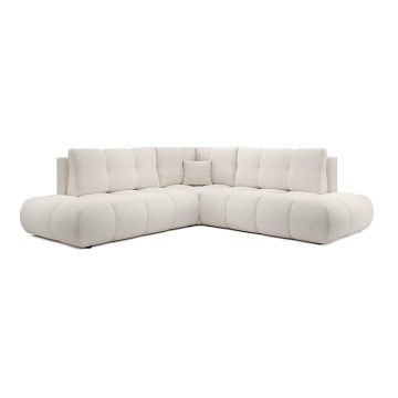 ALMADA L-mallinen verhoiltu kulmasohva, vasen, avattava, säilytystilalla, beige