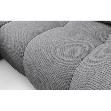 L-mallinen ALMADA verhoiltu kulmasohva, levitettävä vuoteeksi, säilytystilalla, vasen, harmaa