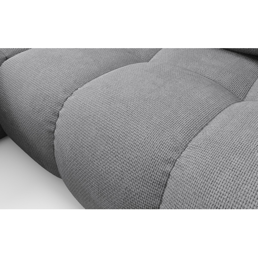 L-mallinen ALMADA verhoiltu kulmasohva, levitettävä vuoteeksi, säilytystilalla, vasen, harmaa