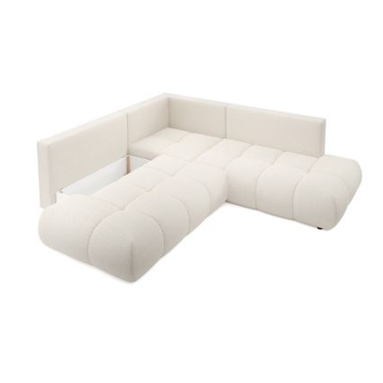 ALMADA L-mallinen avattava verhoiltu kulmasohva säilytystilalla, vasen, beige