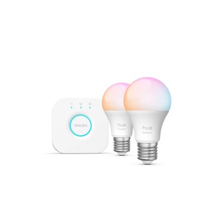 Aloituspaketti Philips Hue White and Color Ambiance Essential 2xE27/8W/230V 2200-6500K + Hue Bridge