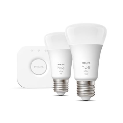 Aloituspaketti Philips Hue WHITE 2xE27/9,5W 2700K + Hue Bridge