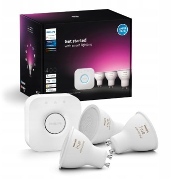 Aloituspaketti Philips Hue WHITE AND COLOR AMBIANCE 3xGU10/4,2W/230V 2200-6500K + Hue bridge