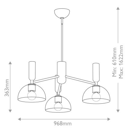 Alora Mood - Riippukattokruunu JUDE 3xE27/60W/230V halkaisija 96,8 cm messinki