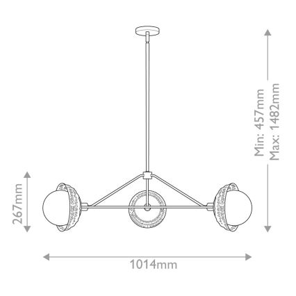 Alora Mood - Varrellinen riippuvalaisin PERTH 3xE14/40W/230V, kultainen