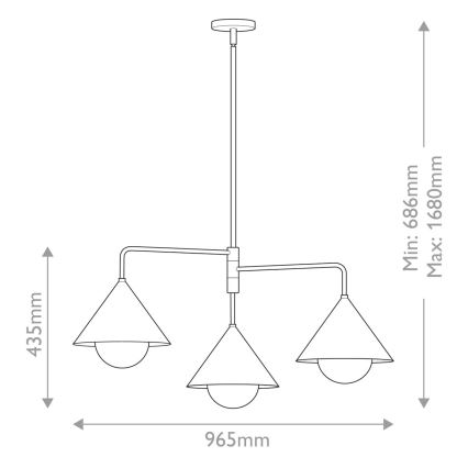 Alora Mood - REMYCK varrellinen kattokruunu 3xE27/60W/230V kultainen